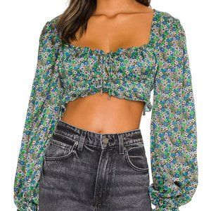 For Love & Lemons Alisa Crop Top in Green